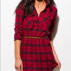 Plaid Flannel Button Up Dress